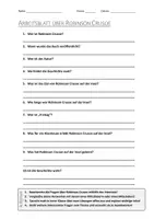 Vorschau - Arbeitsblätter - AB mit Fragen zum Thema "Robinson Crusoe" + Lösungsblatt + Mindmap + Infografik - Deckblatt