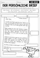 Vorschau - Arbeitsblätter - Persönlicher Brief – Aufbau und Bestandteile | Arbeitsblatt Deutsch 4.–5. Klasse - Seite 1