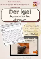Vorschau - Arbeitsblätter - Der Igel - Anpassung an den Lebensraum - Deckblatt