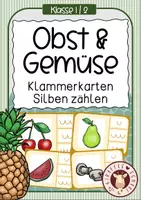 Vorschau - Unterrichtsreihen - OBST & GEMÜSE Klammerkarten - Silben zählen - Deckblatt