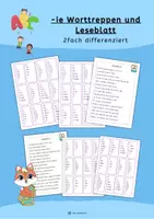 Vorschau - Arbeitsblätter - -ie Worttreppen und Leseblatt, Zwielaut - Deckblatt