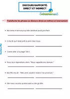 Aperçu - Préparation de séance / Séance complète - Le discours rapporté direct et indirect - leçon + entrainement - Page 1