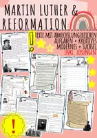 Vorschau - Unterrichtsreihen - Martin Luther und die Reformation - Rundumpaket ! - Konfession ; Ablasshandel ; Kirche ; 95 Thesen mit Lösung (Klasse 5 6 7) - Deckblatt