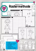 Vorschau - Arbeitsblätter - Kinder zeichnen mit der Rastermethode / dem Gitternetz - Deckblatt