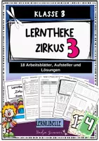 Vorschau - Unterrichtsreihen - Lerntheke Zirkus Klasse 3 - 18 Arbeitsblätter mit Lösungen und Aufsteller - Deckblatt