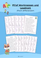 Vorschau - Arbeitsblätter - Pf/pf Worttreppen und Leseblatt - Deckblatt