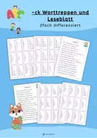 Vorschau - Arbeitsblätter - -ck Worttreppen und Leseblatt, differenziert - Deckblatt