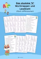Vorschau - Arbeitsblätter - Stummes h - Worttreppen und Leseblatt - Deckblatt