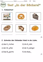 Vista previa - Hojas de trabajo - Prueba "In der Bäckerei" triplemente diferenciada - Alemán - página 1