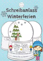 Vorschau - Arbeitsblätter - Meine Winterferien I Schneekugel I Schreibanlass I Ferienreflexion - Deckblatt