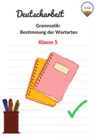 Vorschau - Test - Deutscharbeit Grammatik Bestimmung von Wortarten mit EWH - Deckblatt