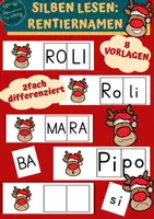 Vorschau - Fördermaterial/Inklusion - Silben lesen: Rentiernamen im Advent - Deckblatt