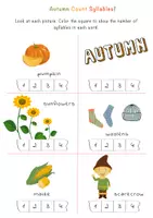 Aperçu - Feuilles d'exercices - How Many Syllables? Autumn Syllables Worksheets / Combien de syllabes ? Feuilles d'exercices sur les syllabes d'automne - Page 1