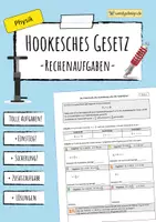 Vorschau - Arbeitsblätter - Das Hookesche Gesetz - Rechenaufgaben (Arbeitsblatt) - Deckblatt
