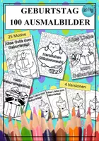 Vorschau - Mal- und Bastelvorlagen - SPARPAKET Ausmalbilder Geburtstag 192 Tiermotive - Seite 1