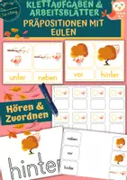 Vorschau - Arbeitsblätter - Herbst: Präpositionen mit Eulen üben - Deckblatt