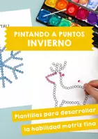 Vista previa - Manualidades / Dibujos para colorear - Pintando a puntos - Invierno: 12 plantillas para colorear - Portada