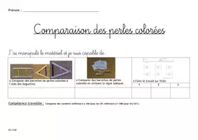 Aperçu - Feuilles d'exercices - MONTESSORI : Les perles colorées (comparaison) : Livret d'exercices - Page de couverture