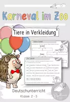 Vorschau - Arbeitsblätter - Tiere in Verkleidung zum Bilderbuch "Karneval im Zoo" - Deckblatt