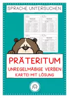 Vorschau - Arbeitsblätter - Präteritum Kartei: unregelmäßige Verben mit Lösung - Deckblatt