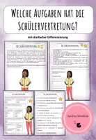 Vorschau - Arbeitsblätter - Welche Aufgaben hat ein Schülersprecher? (3-fach differenziertes Material) Schülervertretung/SV - Deckblatt