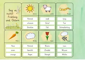 Vorschau - Spiele - Frühling & Ostern: "Sag es nicht!" (Wortschatz-Spiel) - Deutsch - Kl. 2/3 - Seite 1