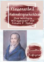 Vorschau - Test - Klassenarbeit mit SEHR ausführlichem EHZ und Förderhinweisen - Kalendergeschichten / Kurzprosa - Aufgabenschwerpunkt Charakterisierung - "Das wohlfeile Mittagessen" von Johann P. Hebel - Deckblatt