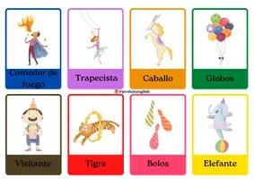 Vista previa - Tarjetas / Manipulativos - ¡Flashcards del Circo! - página 2