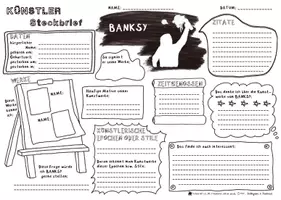 Vorschau - Arbeitsblätter - Beeindruckende Persönlichkeiten - Künstler Steckbrief - BANKSY - Streetart-Kunst - Graffity - Schablonengraffity - Seite 3