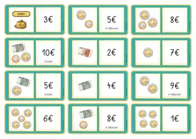 Vorschau - Stationenlernen - 4 Euro-Dominos, Zahl zu €, € zu Zahl, ZR10 - Seite 3