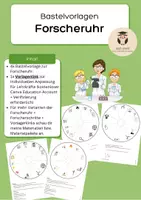 Vorschau - Arbeitsblätter - Bastelvorlagen: Forscheruhr zu den Forscherschritten (mit Vorlagenlink) Biologie NaWi - Deckblatt