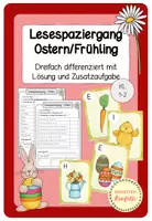 Vorschau - Arbeitsblätter - Lesespaziergang Ostern/Frühling (3-fach differenziert, Klasse 1-2) - Deckblatt