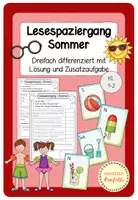 Vorschau - Arbeitsblätter - Lesespaziergang Sommer (3-fach differenziert, Klasse 1-2) - Deckblatt