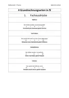 Vorschau - Arbeitsblätter - 4 Grundrechnungsarten ℕ - Deckblatt