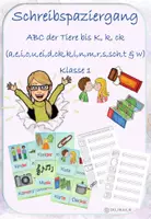 Vorschau - Arbeitsblätter - Schreibspaziergang k/K/ck (a,e,i,o,u,ei,ck,d,k,l,n,m,r,s,sch,t & w) - ABC der Tiere / Silbenschrift - Deckblatt