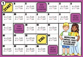 Vorschau - Spiele - QUADRAT (Umfang und Fläche) – 2 Mathe-Brettspiele - Seite 1