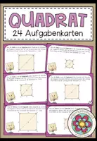 Vorschau - Aufgabenkarten - QUADRAT (Umfang) - 24 Aufgabenkarten - Deckblatt