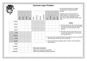 Vorschau - Arbeitsblätter - Carnival (Fasching) Logic Problem - Seite 1