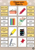 Vorschau - Fördermaterial/Inklusion - Classroom Objects Klammerkarten | School Things Clip Cards | Vocabulary - Seite 2