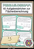 Vorschau - Aufgabenkarten - PARALLELOGRAMM (Fläche) - 60 Aufgabenkärtchen - Deckblatt