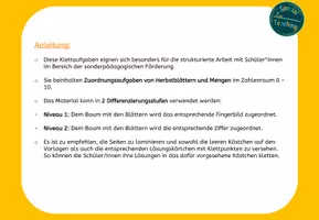 Vorschau - Fördermaterial/Inklusion - Klettaufgaben: Herbstblätter / ZR 10 - Seite 1