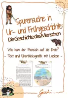 Vorschau - Arbeitsblätter - UR2 Spurensuche in Ur- und Frühgeschichte - 2. Stunde: Wie kam der Mensch auf die Erde? (Textarbeit, Grafik mit Lücken) - Deckblatt