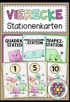 Vorschau - Stationenlernen - Besondere Vierecke – Stationenkarten für Stationenlernen & Lerntheke | Geometrie - Deckblatt