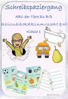 Vorschau - Arbeitsblätter - Schreibspaziergang B/b (a,e,i,o,u,ei,b,ck,d,k,l,n,m,r,s,sch,t & w) - ABC der Tiere / Silbenschrift - Deckblatt