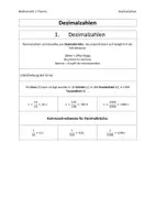 Vorschau - Arbeitsblätter - Dezimalzahlen - Deckblatt