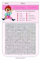 Vorschau - Arbeitsblätter - Kostenlos: Suchsel Fasching/Karneval - Seite 1