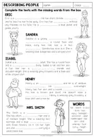 Vista previa - Hojas de trabajo - DESCRIBING PEOPLE - Worksheet 1 (Vocabulary + Grammar) - página 1