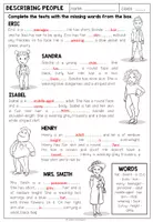 Vista previa - Hojas de trabajo - DESCRIBING PEOPLE - Worksheet 1 (Vocabulary + Grammar) - página 2