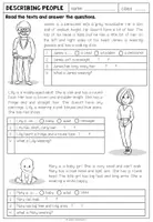 Vista previa - Hojas de trabajo - DESCRIBING PEOPLE - Reading Comprehension - página 1