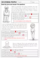 Vista previa - Hojas de trabajo - DESCRIBING PEOPLE - Reading Comprehension - página 2